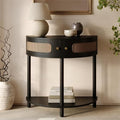 Entryway Table Rattan Half-Moon Console by Stead