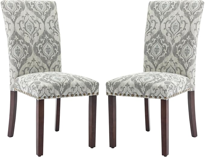 COLAMY Upholstered Parsons Dining Chairs Set of 2, Fabric Dining Room Kitchen by COLAMYINC