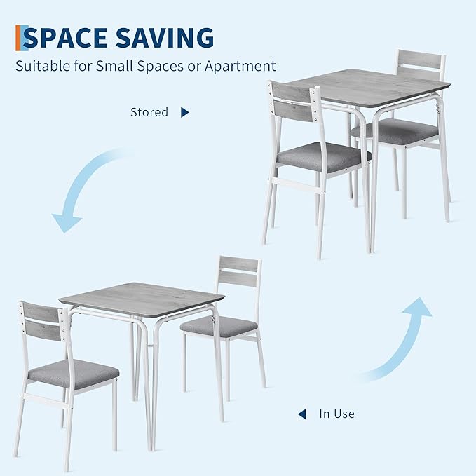 Dining Table for 2, Small Table and Chairs Set of 2, Square Dinette Set for 2 - Image 6