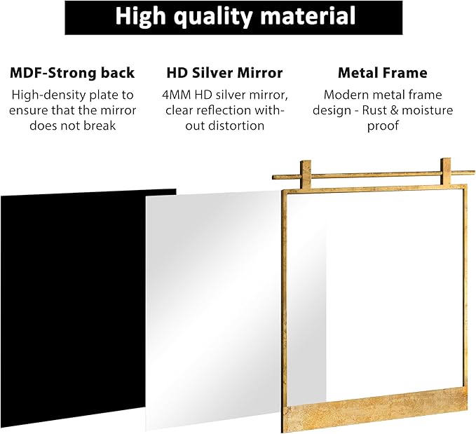 24x24 Inch Square Bathroom Vanity Mirror - Image 4