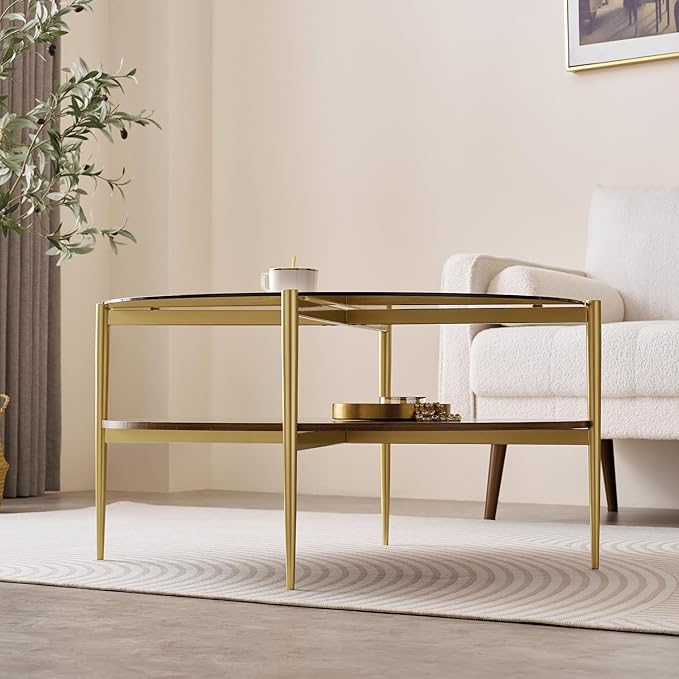 Extra Large Round Coffee Table, Mid-Century Modern Design, D34 x H17 in - Image 4