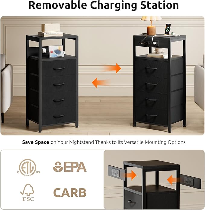 NightStand Bedside Charging Table Bedroom - Image 3