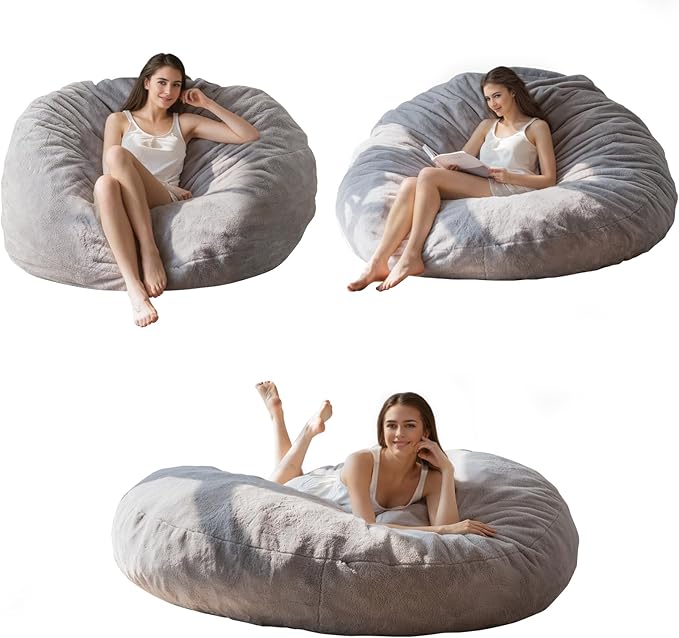 BYBYME 3 in 1 Bean Bag Chair, Convertible Chair Folds from Bean Bag to Lounger - Image 8