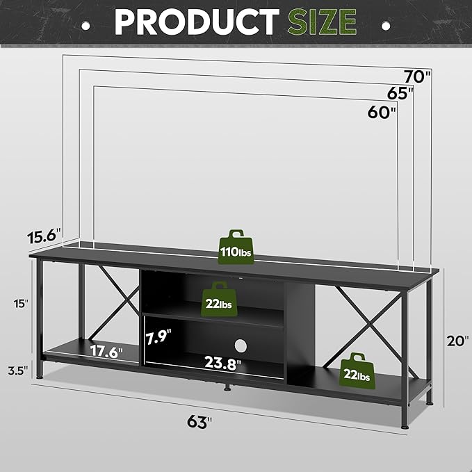 WLIVE TV Stand for 70 Inch TV, Entertainment Center - Image 3
