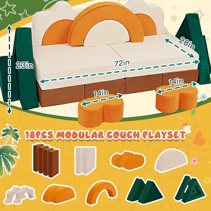 18PCS Modular Kids Play Couch - Image 2