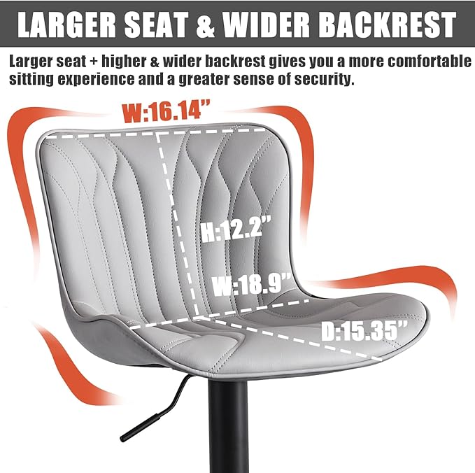 YOUNUOKE Bar Stools Kitchen Chiair Set of 2 Swivel Counter Height Barstools - Image 4