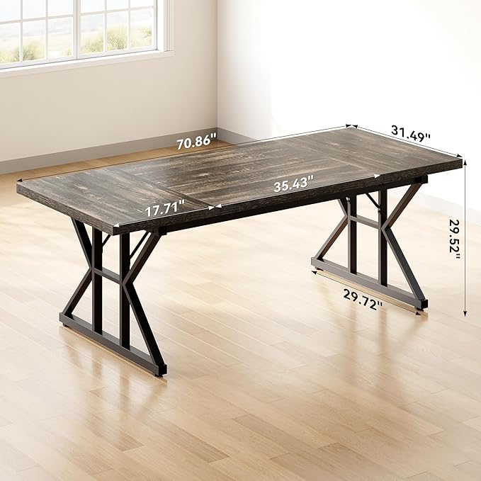 LITTLE TREE 70.8-Inch Large Executive Desk, Extra Long Computer Office Desk - Image 3