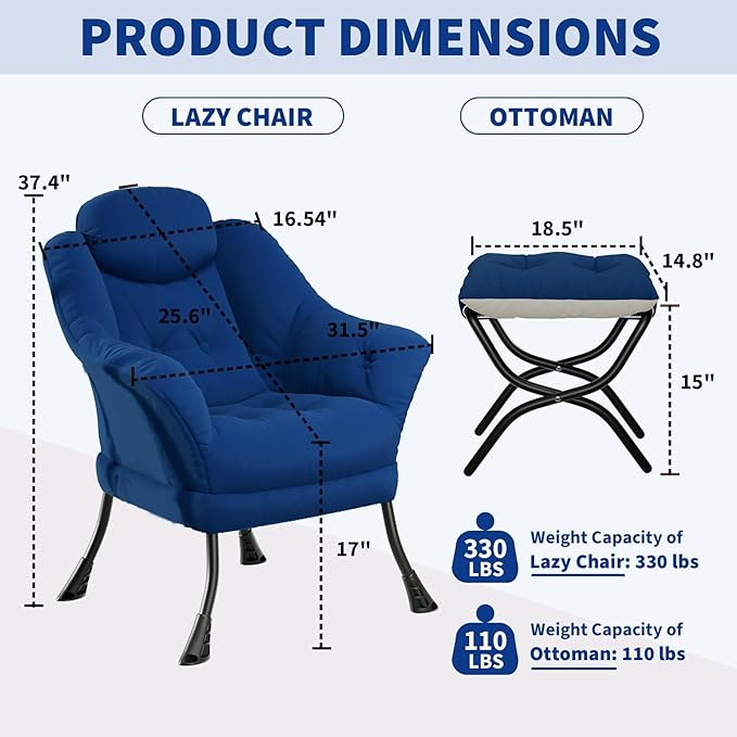 Lazy Chair with Ottoman - Image 3