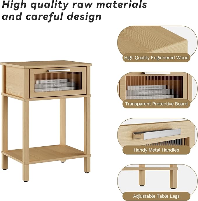 Nightstand Wooden Bedside Table - Image 8