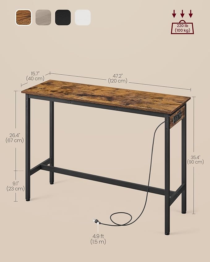 VASAGLE Bar Table, Narrow Long Kitchen Dining Table - Image 3