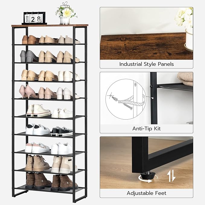 HOOBRO 10-Tier Shoe Rack, 23.6" L Shoe Storage Organizer, Large Capacity Shoe - Image 8