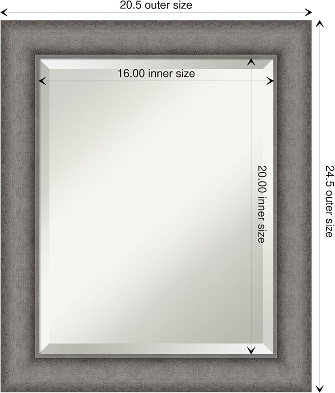 Amanti Art Grey Wall Mirror 25x21 Burnished Concrete Rectangle Bathroom Mirror - Image 4