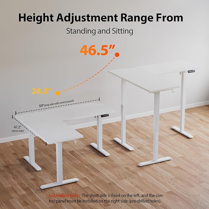 Agilestic 59 Inch L Shaped Standing Desk Adjustable Height, Electric Corner - Image 6