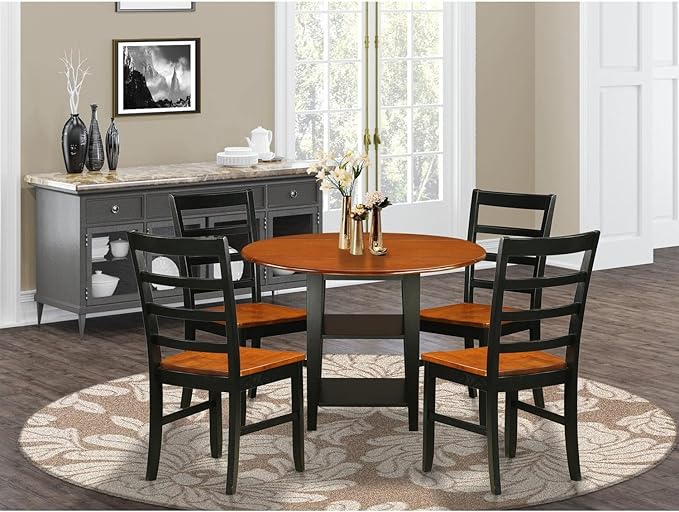 East West Furniture SUPF5-BCH-W 5 Piece Dining Set Includes a Round Dining Table - Image 6
