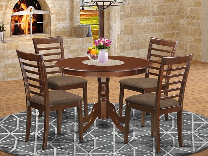East West Furniture HLML5-MAH-C 5 Piece Dining Table Set - Image 7