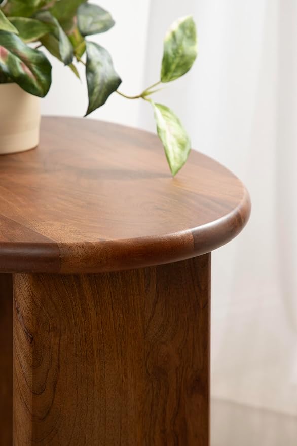 Kate and Laurel Tortola Modern Irregular Round Side Table, Walnut Brown - Image 6