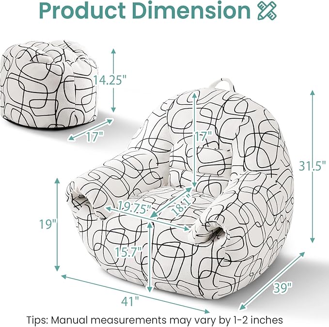 DAICO Bean Bag Chairs for Adults Comfy Accent Chair - Image 2