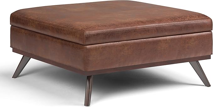 SIMPLIHOME Owen 40 inch Wide Mid Century Modern Square XL Coffee Table Storage by SimpliHome