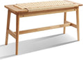 33.5" L Wood Dining Bench Indoor, 100% Natural Solid Oak Bed Bench Hand Woven by OGMILL