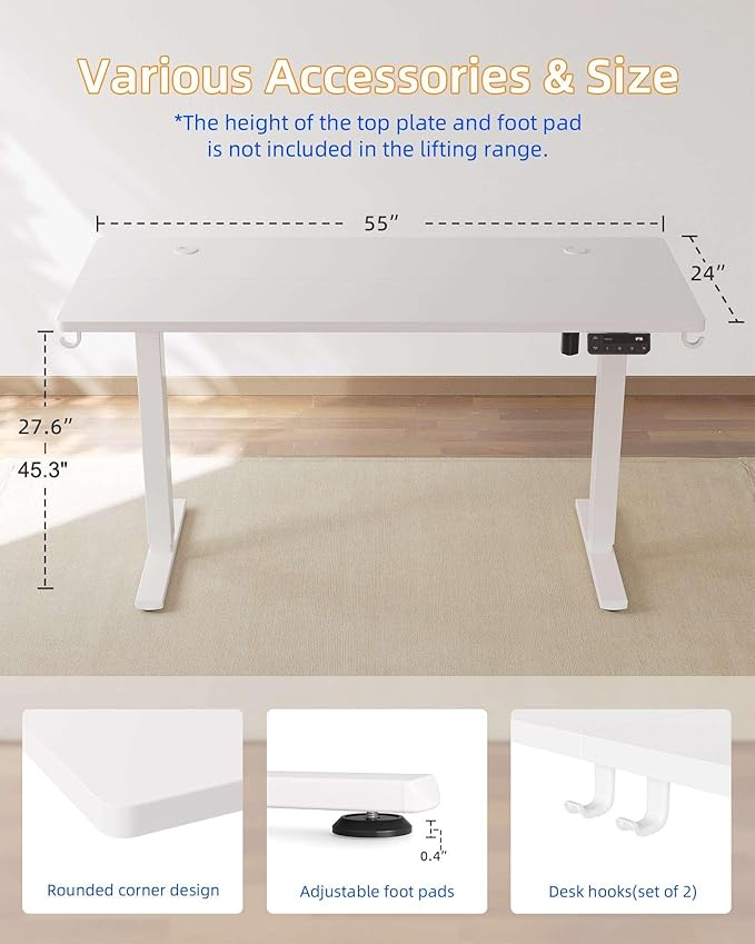 YIHAYO Electric Standing Desk, 55 x 24 Inches Stand Up Desk - Image 3