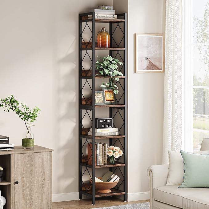 Tribesigns 78.7 Inch Extra Tall Narrow Bookshelf, 7 Tier Skinny Bookcase - Image 5