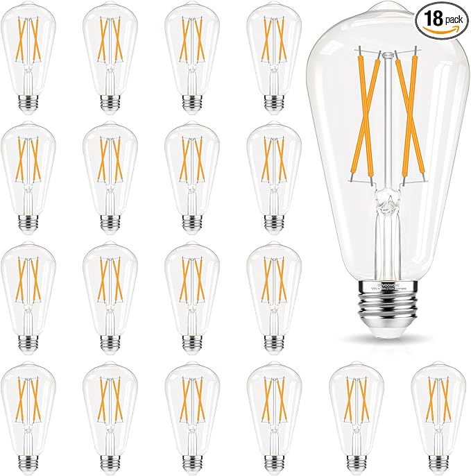 Edison Bulbs 60 watt Equivalent LED, E26 Bulb Dimmable, Soft White 2700K by GvvooHome