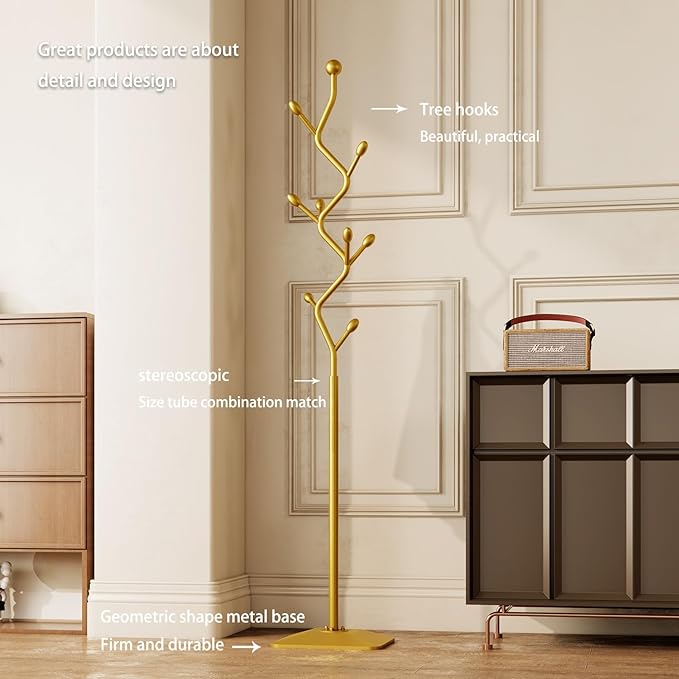 Tree-shaped coat rack stand, Metal coat tree - Image 6