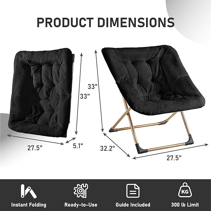 Comfy Oversized Saucer Chair, Soft Faux Fur Reading Lounge Chair - Image 3