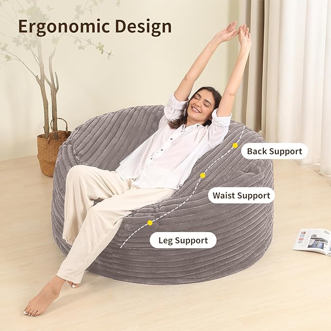 4FT Memory Foam Bean Bag Chair for Adults/Teens, Bean Bag Sofa - Image 4