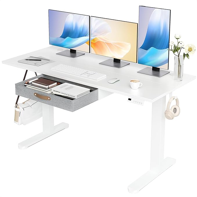 Seang Standing Desk with Drawer, 3 Memory Height Settings with Cable Grommets & by Unknown