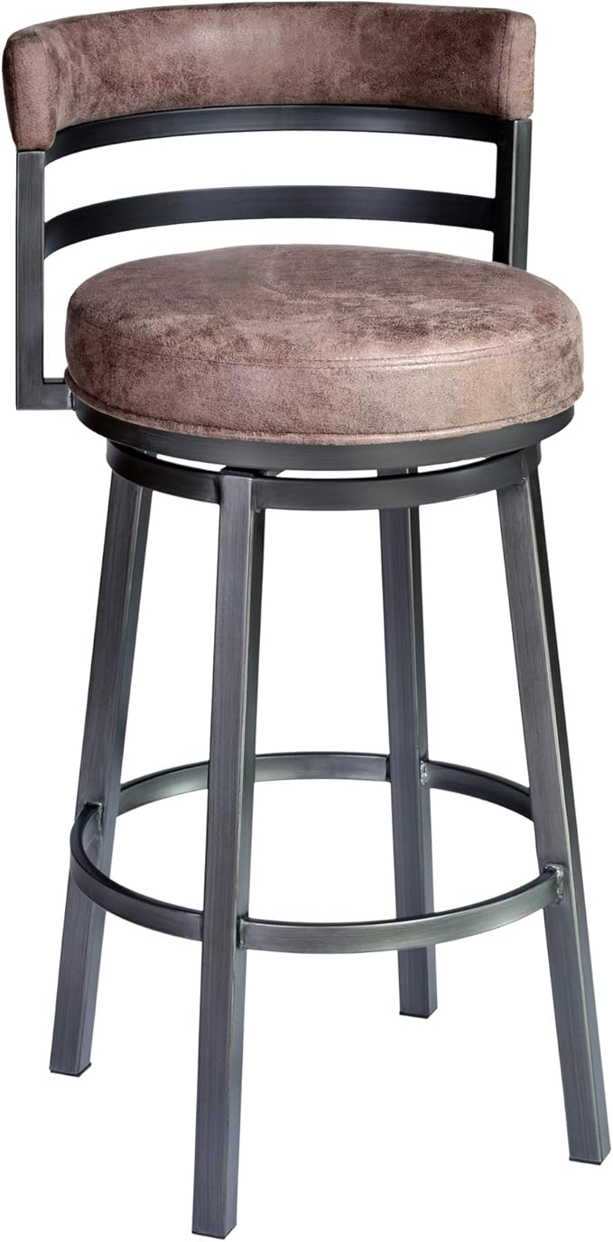 Armen Living Madrid 30" Seat Height Swivel Modern Bandero Tobacco Modern Faux by ArmenLiving