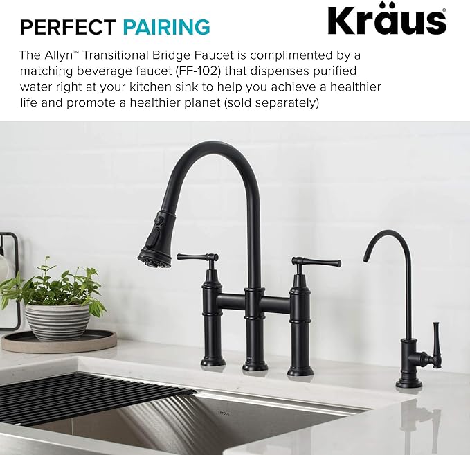 KRAUS Allyn Transitional Bridge Kitchen Faucet - Image 8