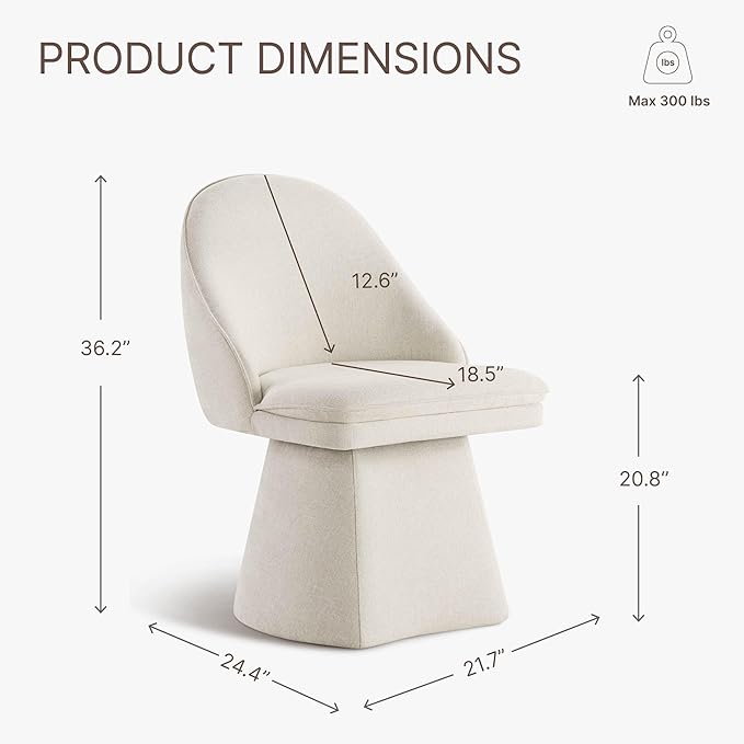 Swivel Dining Chairs Modern Desk Chair Upholstered Linen Fabric Side Chair - Image 3