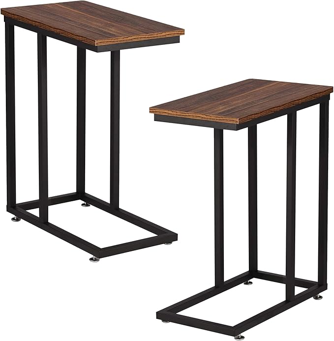 VECELO C Shaped End Side Table for Sofa Couch and Bed Snack TV Tray for Living by VECELO