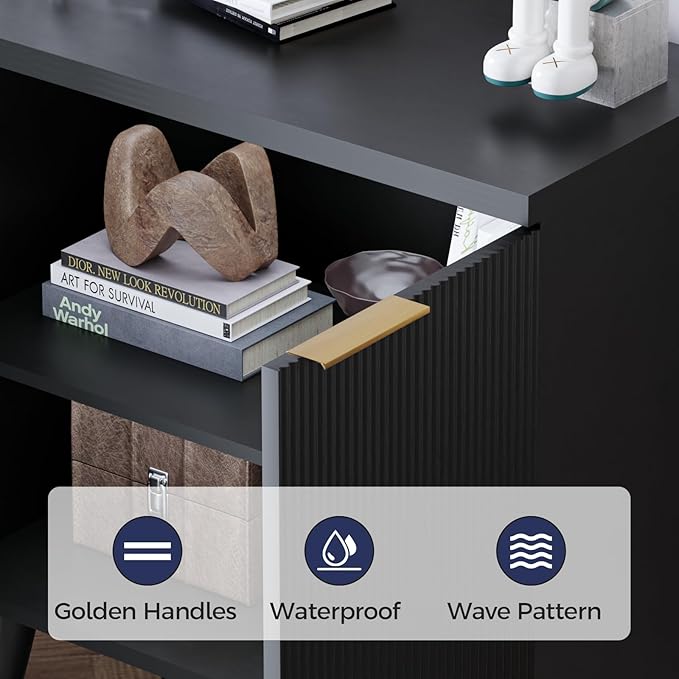 Fluted Buffet Cabinet – Modern Wood Sideboard - Image 6