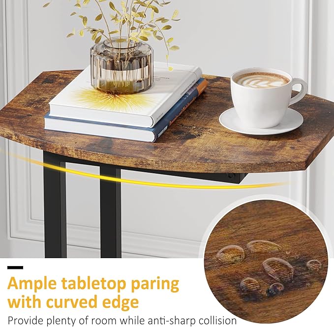 Hosfais Small Side Table End Table, C Shaped Barrel Coffee Table - Image 4