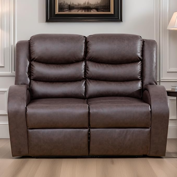 Loveseat Recliner Sofa, Reclining Loveseat Leather Couch Upholstered, Modern by FONTOI