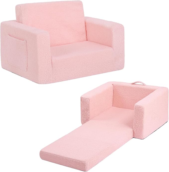 Welnow Toddler Chair, 2-in-1 Soft Sherpa Kids Sofa, Convertible Toddler Couch by LifeGetsBetterWithWelnow