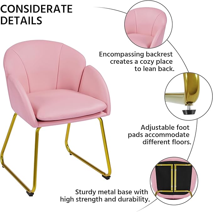 Yaheetech Modern PU Leather Armchair, Flower Shaped Makeup Chair Vanity Chair - Image 6