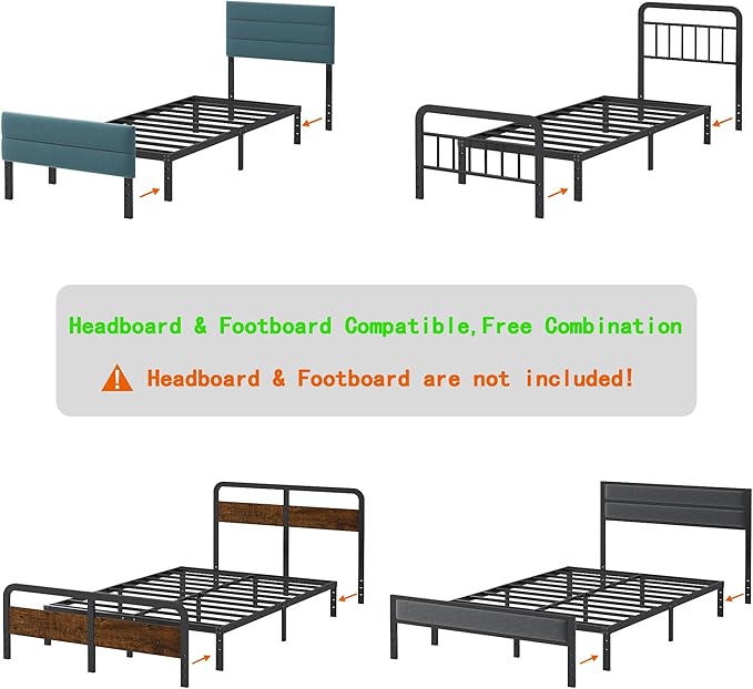 12 Inch Twin XL Size Bed Frames, Heavy Duty Metal Bed Frame Twin XL, No Box - Image 5