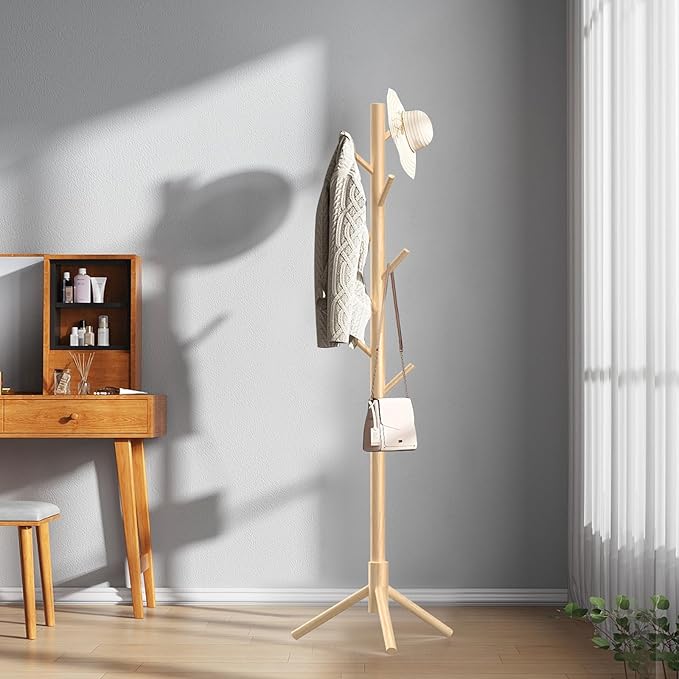 Wooden Coat Rack Stand, Freestanding Coat Rack - Image 2