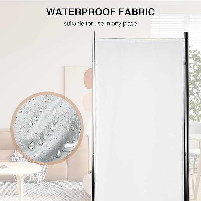 Room Divider 6-Panel Privacy Screen, Portable Screen Steel Frame - Image 4