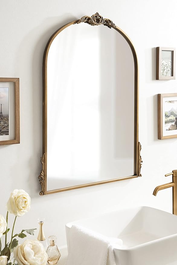 Kate and Laurel Myrcelle Traditional Arched Mirror; 25 x 33; Gold; Decorative - Image 2