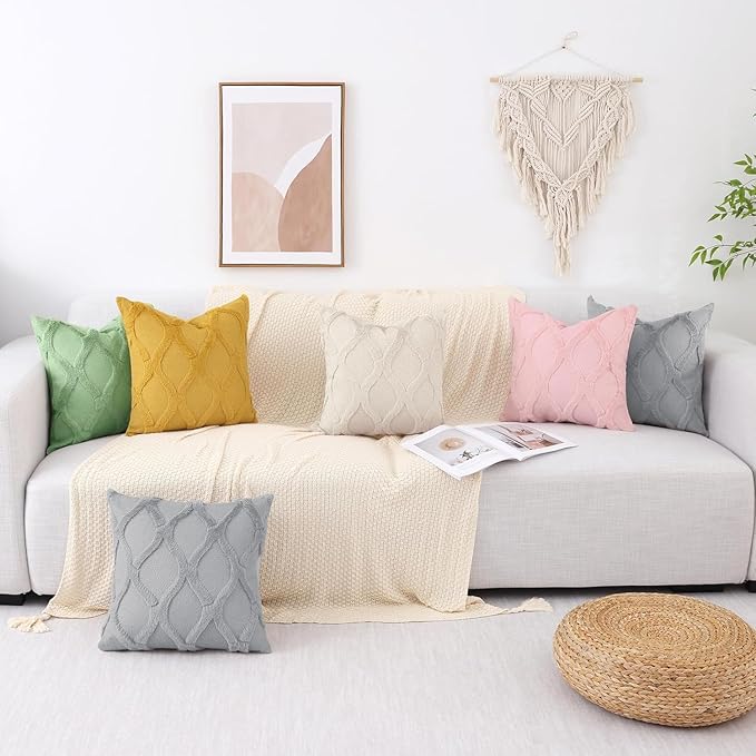 decorUhome Throw Pillow Covers 20x20 Inch Set of 2, Soft Plush Faux Fur Wool - Image 8