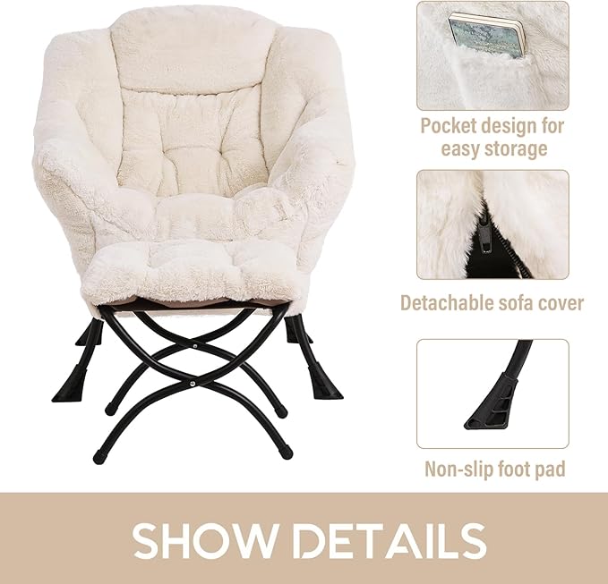 LITA Lazy Chair with Ottoman, Modern Accent Leisure Upholstered Sofa Chair - Image 6