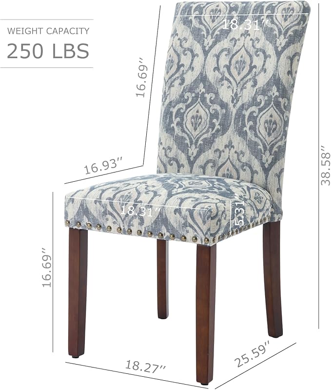 COLAMY Upholstered Parsons Dining Chairs Set of 6, Fabric Dining Room Kitchen - Image 3