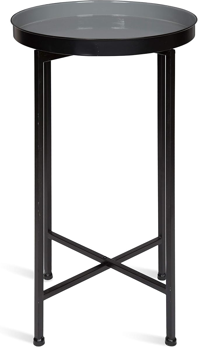 Kate and Laurel Celia Round Foldable Tray Accent Table, Modern Minimalist - Image 4