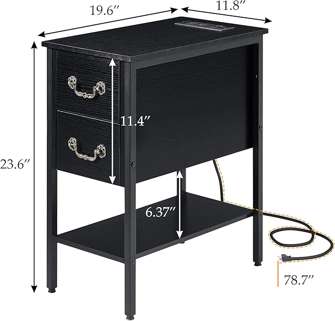 VECELO End Tables, Narrow Nightstands - Image 3