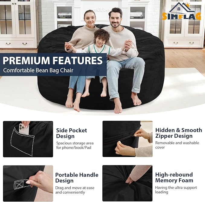 5FT Bean Bag Chair, Large Bean Bag Chairs - Image 5