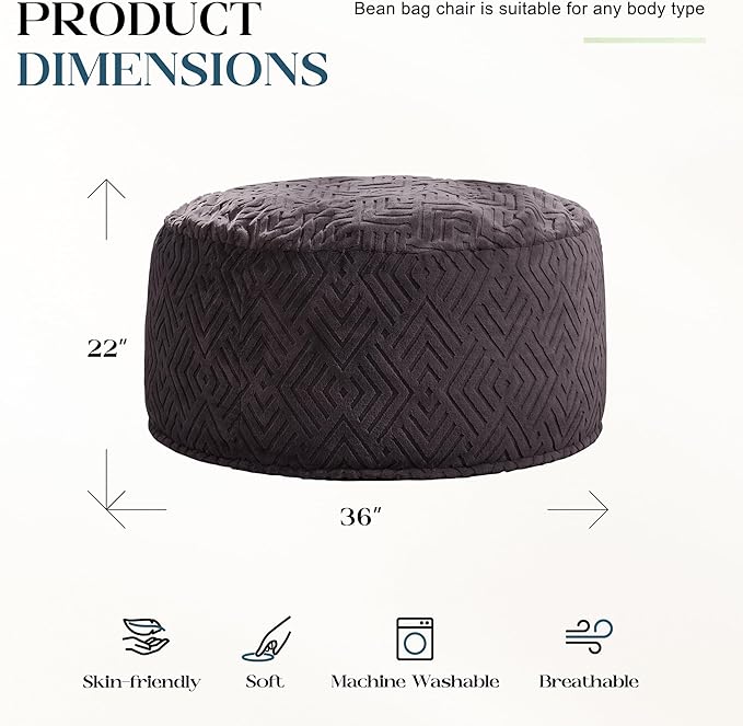 Hobestluk Bean Bag Chairs Adults Beanbag Chair - Image 2